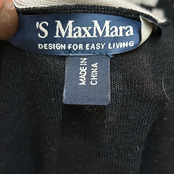 S MaxMara Pure New Wool Black & Cream Cardigan - Size M - Picture 4 of 8